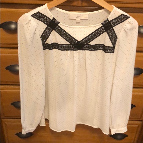 LOFT Tops - Loft black and white petites polka dot blouse